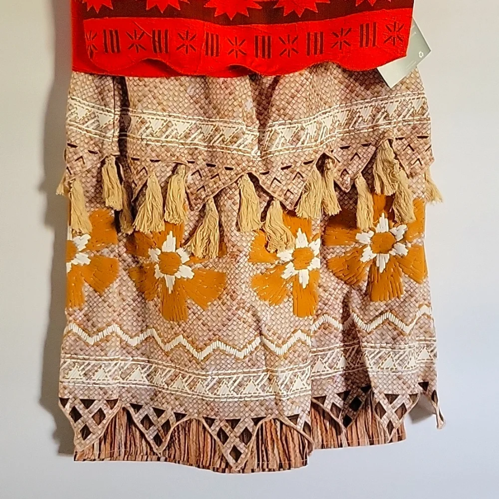 Disney MOANA Costume 3pc Sarong Skirt Top Halloween Dress Up Polynesian Play
